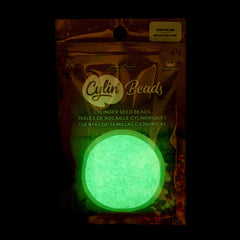 Cylin Beads by John Bead – Glow in the Dark AB - Green – 25g Bag
