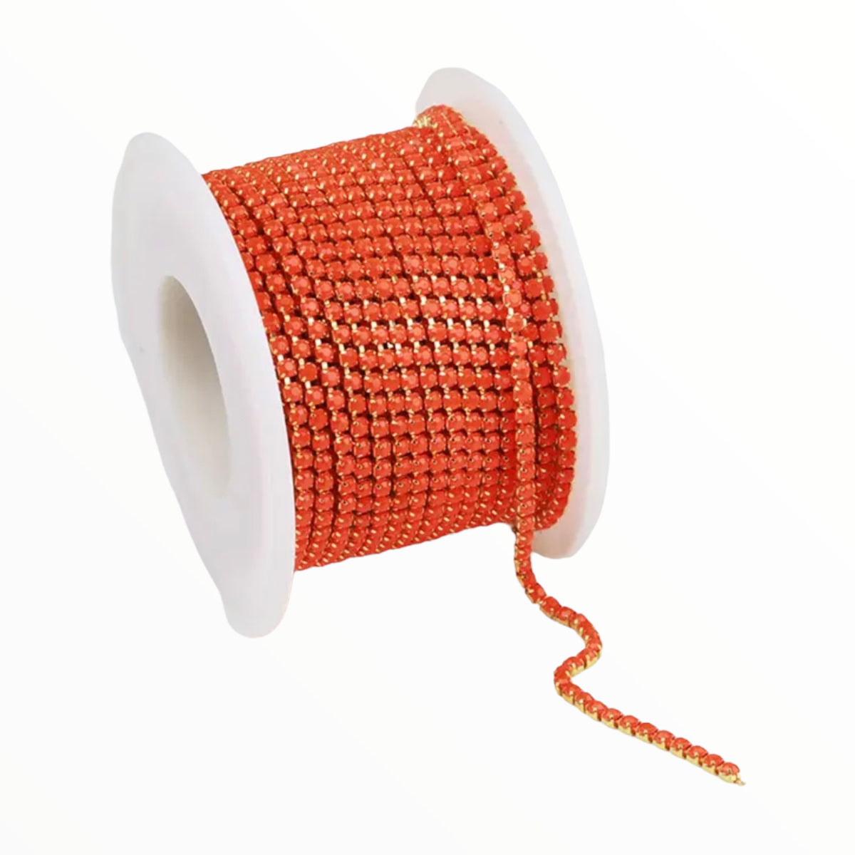 1 Yard SS6 Orange Acrylic Gold Metal Chain Banding