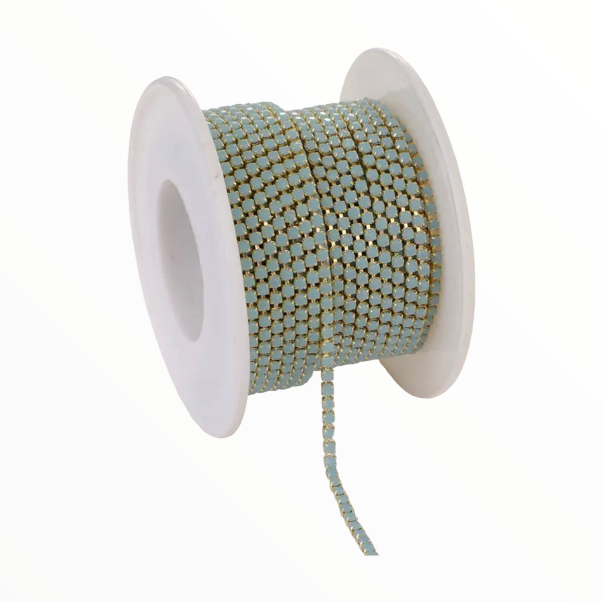 1 Yard SS6 Pale Blue Acrylic Gold Metal Chain Banding