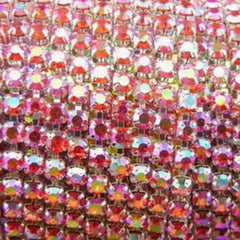 1 Yard SS6 Red AB Silver Metal Rhinestone Chain Banding