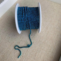 1 Yard SS6 Capri Blue Colourful Metal Chain Rhinestone Banding