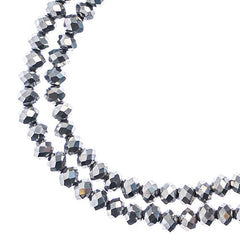 Crystal Lane Rondelle 2 Strand 7in (apx110pcs) 3x4mm Opaque Silver Iris