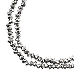 Crystal Lane Rondelle 2 Strand 7in (apx246pcs) 1.5x2.5mm Opaque Silver Iris