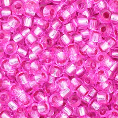 11/0 Preciosa Seed Beads Silver Lined Fuchsia Dyed #34997