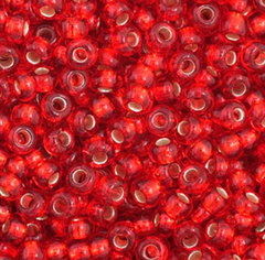 11/0 Preciosa Seed Beads Silver Lined Light Red #34971