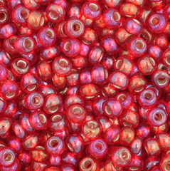 11/0 Preciosa Seed Beads Silver Lined Red Rainbow #35074