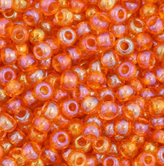 11/0 Preciosa Seed Beads Transparent Orange AB #34949