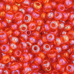 11/0 Preciosa Seed Beads Transparent Dark Orange AB #34947