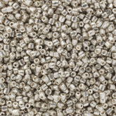 3-Cut 9/0 Czech Seed Beads Opaque Silver Terra Metallic Dyed, 13g Vial