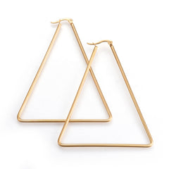 55mm Stainless Steel Triangle Hoop Earring, Gold Colour, Sold in Pairs