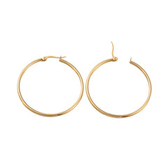 Stainless Steel Hoop Earrings, 18K Gold Plated, Sold in Pairs