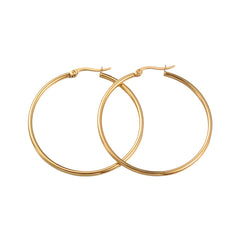 Stainless Steel Hoop Earrings, 18K Gold Plated, Sold in Pairs