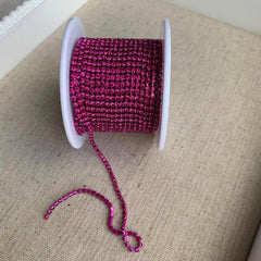 1 Yard SS6 Fuchsia Colourful Metal Chain Rhinestone Banding