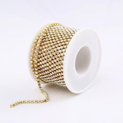 1 Yard SS6 Crystal AB Gold Metal Chain Rhinestone Banding