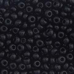 6/0 Preciosa Czech Seed Beads Opaque Black, 22g Vial