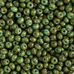 6/0 Preciosa Seed Beads Opaque Travertine on Turquoise Seed bead, 24g Vial