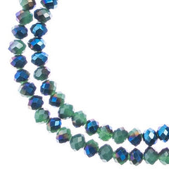 Crystal Lane Rondelle 2 Strand 7in (apx110pcs) 3x4mm Opaque Dark Green with Half Blue Iris