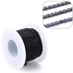 1 Yard SS6 Black Colourful Metal Chain Rhinestone Banding