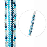 Crystal Lane Rondelle 4 Strand 7in (apx153pcs) 4x6mm Blue Mix
