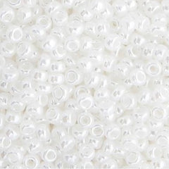 8/0 Miyuki Seed Beads White Pearl Ceylon, 22g Vial