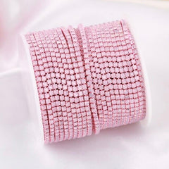 1 Yard SS6 Pink Opal Colour Pink Metal Chain Rhinestone Banding