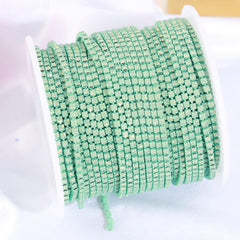 1 Yard SS6 Opal Colour Green Metal Chain Rhinestone Banding
