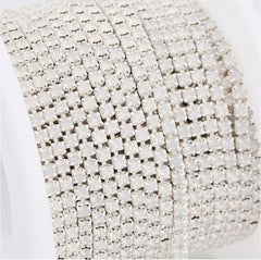 1 Yard SS6 Opal Colour White Metal Chain Rhinestone Banding