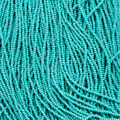 13/0 Charlotte Cut Preciosa (Czech) Bead Opaque Green Aqua AB Strung