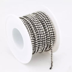 1 Yard SS6 Crystal Colourful Gun Black Metal Chain Rhinestone Banding