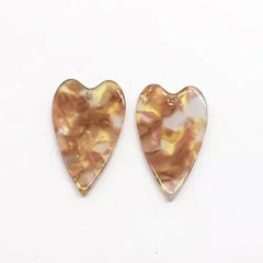 23*39mm Topaz Blend Acrylic Hearts, One Hole Sew On, Acrylic Gem