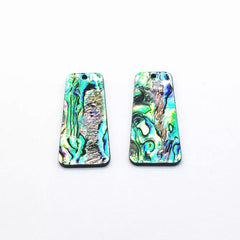 19×37 mm Grey/Black Trapezoid Abalone Shell, One-Hole Sew-On Shell on Acrylic Gem (Sold in Pairs)