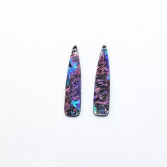 12×54 mm Pink Black Abalone Shell Long Teardrop, One-Hole Sew-On Shell on Acrylic Gem (Sold in Pairs)