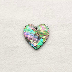 28×30 mm Grey/Black Heart Abalone Shell Shape, One-Hole Sew-On Shell on Acrylic Gem (Sold in Pairs)