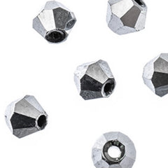 Crystal Lane Bicone 2 Strand 7in (apx96pcs) 4mm Opaque Silver Iris