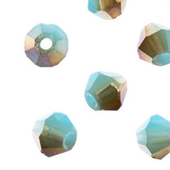 Crystal Lane Bicone 2 Strand 7in (apx96pcs) 4mm Opaque Blue with Half Champagne Luster