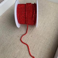 1 Yard SS6 Light Red Colourful Metal Rhinestone Chain Banding