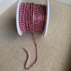 1 Yard SS6 Light Pink Colourful Metal Rhinestone Chain Banding