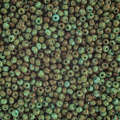 10/0 Preciosa Seed Beads Opaque Travertine on Turquoise