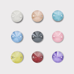 14mm Smokey Glass Rivoli – Sew-On, 2-Hole (Sold in Pairs)