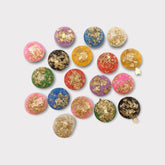12mm Round Gold Foil Filled Facet Cabochons – Sold in Pairs