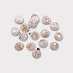 12mm Round Gold Foil Filled Facet Cabochons – Sold in Pairs