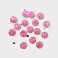 12mm Round Gold Foil Filled Facet Cabochons – Sold in Pairs