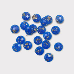12mm Round Gold Foil Filled Facet Cabochons – Sold in Pairs