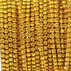1 Yard SS6 Citrine Colourful Metal Chain Rhinestone Banding
