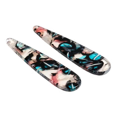 Tortoise Shell Acrylic Long Teardrop Cabochon – 13x56mm, 1-Hole Sew-On (Sold in Pairs)