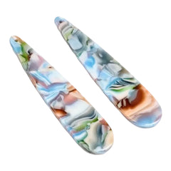 Tortoise Shell Acrylic Long Teardrop Cabochon – 13x56mm, 1-Hole Sew-On (Sold in Pairs)