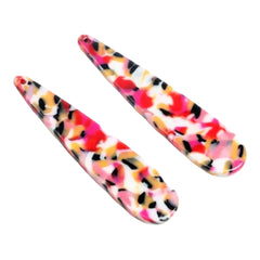 Tortoise Shell Acrylic Long Teardrop Cabochon – 13x56mm, 1-Hole Sew-On (Sold in Pairs)