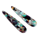 Tortoise Shell Acrylic Long Teardrop Cabochon – 13x56mm, 1-Hole Sew-On (Sold in Pairs)
