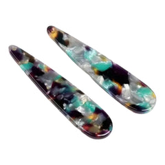 Tortoise Shell Acrylic Long Teardrop Cabochon – 13x56mm, 1-Hole Sew-On (Sold in Pairs)