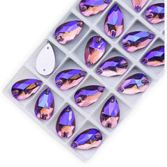 11×18mm Fancy Glass AB Tear Drop – Sew-On Crystals (Sold in Pairs)
